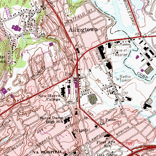 Topographic Map of Bethel Building, CT