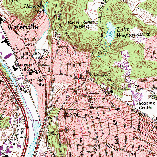 Topographic Map of Bible Church of Waterbury, CT