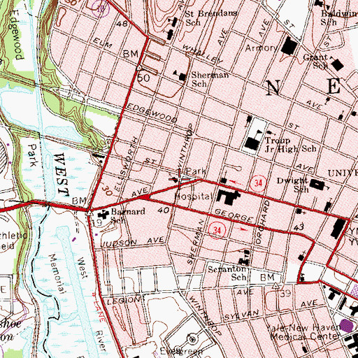 Topographic Map of Bikur Cholem Sheveth Achim, CT