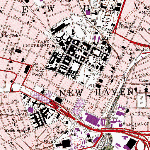 Topographic Map of Bingham Building, CT