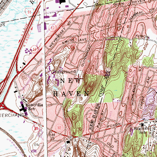 Topographic Map of Bishop Woods School, CT