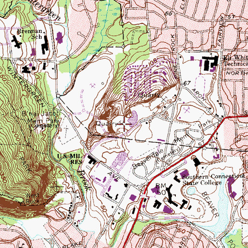 Topographic Map of Blakeslee Quarry (historical), CT