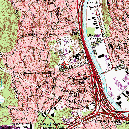 Topographic Map of Blessed Sacrament Convent, CT