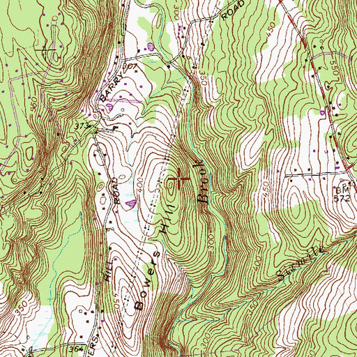 Topographic Map of Bowers Hill, CT