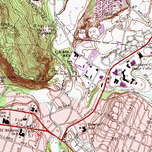 Topographic Map of Bowling Green, CT