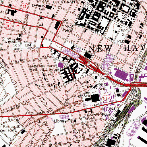 Topographic Map of Bradley Building, CT