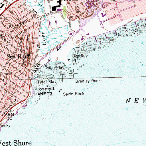 Topographic Map of Bradley Rocks, CT