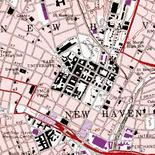 Topographic Map of Branford College, CT