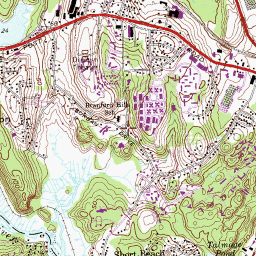 Topographic Map of Branford Hills, CT