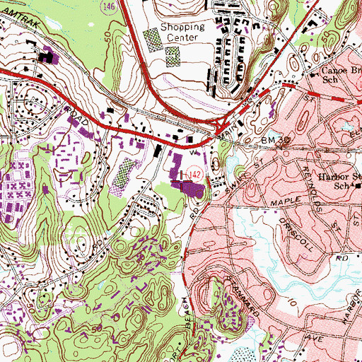 Topographic Map of Branhaven Shopping Center, CT