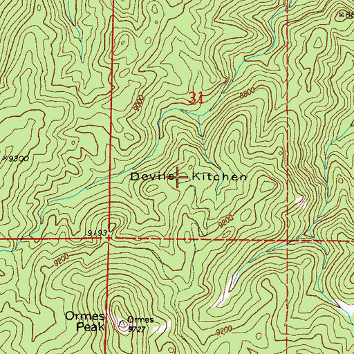 Topographic Map of Devils Kitchen, CO