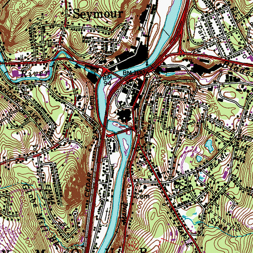 Topographic Map of Broad Street Bridge, CT