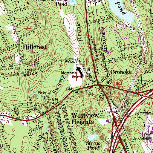 Topographic Map of Bronson Meadows Playground, CT