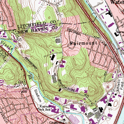 Topographic Map of Brookside Industrial Park, CT