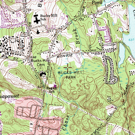 Topographic Map of Buck Meadow, CT