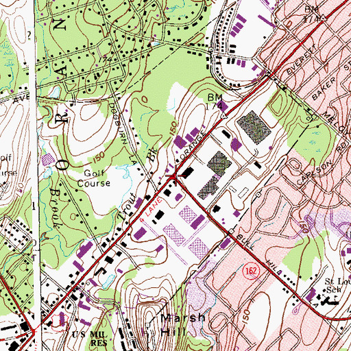 Topographic Map of Bull Hill Plaza Shopping Center, CT