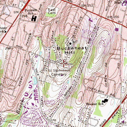 Topographic Map of Meeting House Cemetery, CT