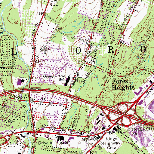 Topographic Map of Calvary Alliance Church, CT