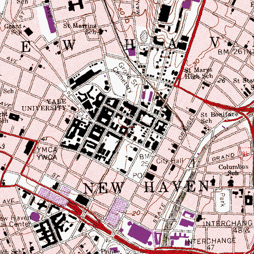 Topographic Map of Calhoun College, CT