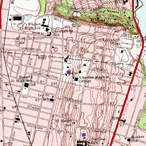 Topographic Map of Campus Center, CT