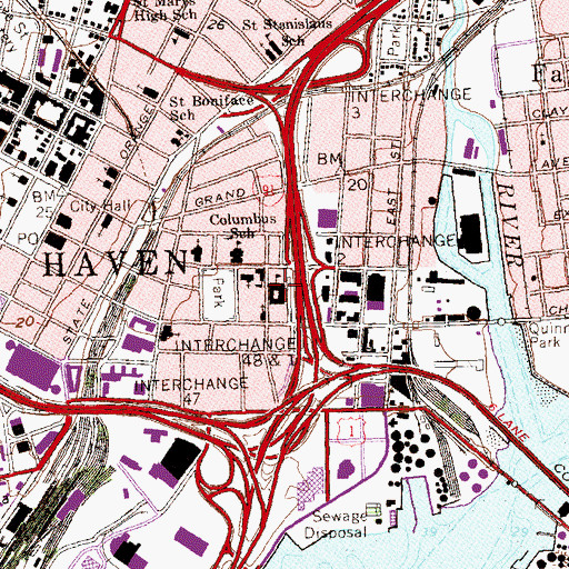 Topographic Map of Career Magnet High School-Conte School, CT