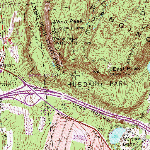 Topographic Map of Castle Crag, CT