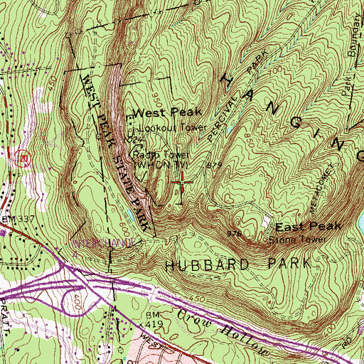 Topographic Map of Castle Crag, CT