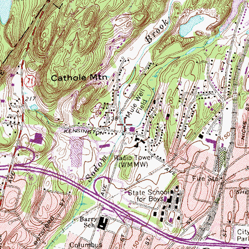 Topographic Map of Cathole Brook, CT