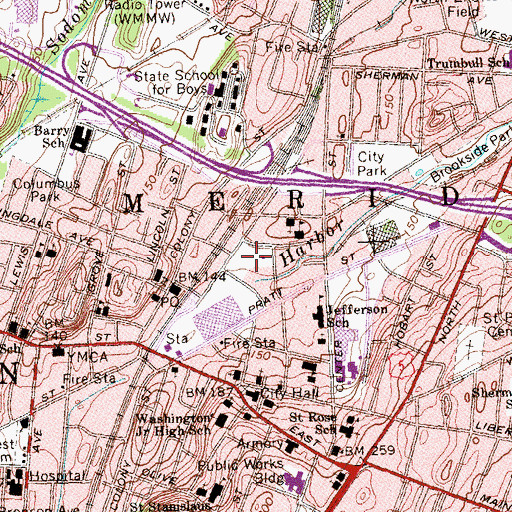 Topographic Map of Cedar Park, CT