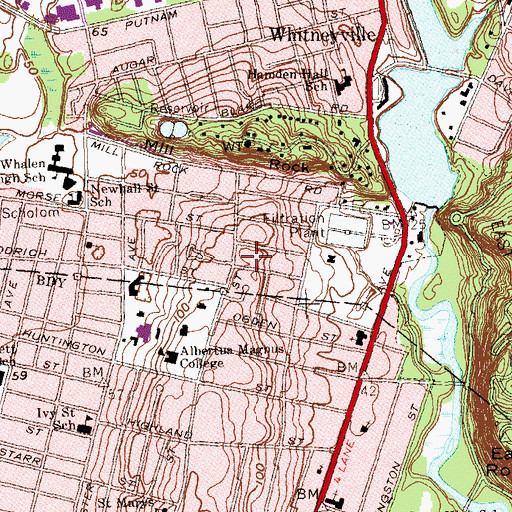 Topographic Map of Cedarhurst School, CT