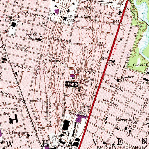 Topographic Map of Celentano School, CT