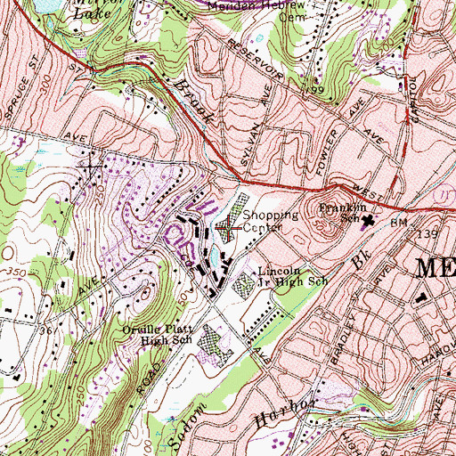 Topographic Map of Centennial Plaza Shopping Center, CT