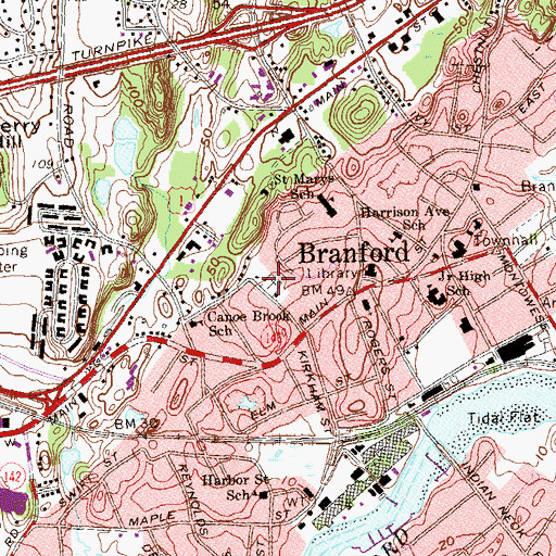 Topographic Map of Center Cemetery, CT