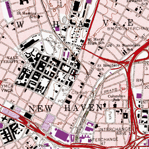 Topographic Map of Center Church Parish House, CT