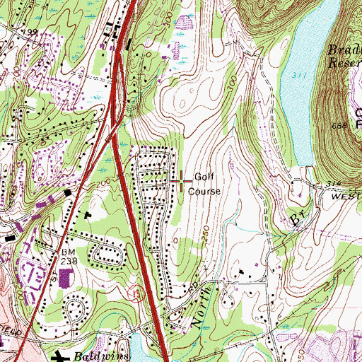 Topographic Map of Center Congregational Church, CT