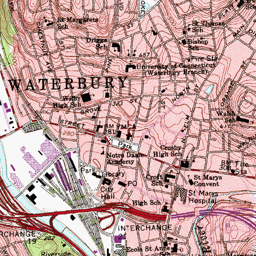 Topographic Map of Center Square, CT