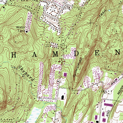 Topographic Map of Central Baptist Church, CT