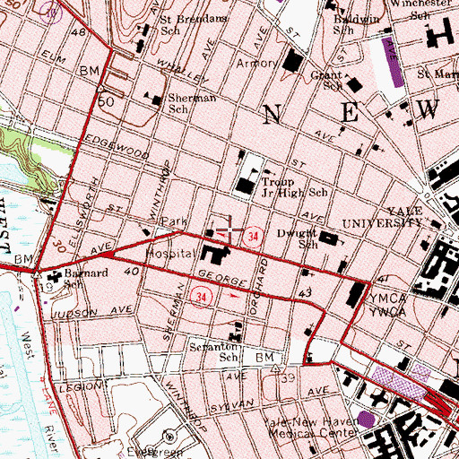 Topographic Map of Chapel Medical Building, CT