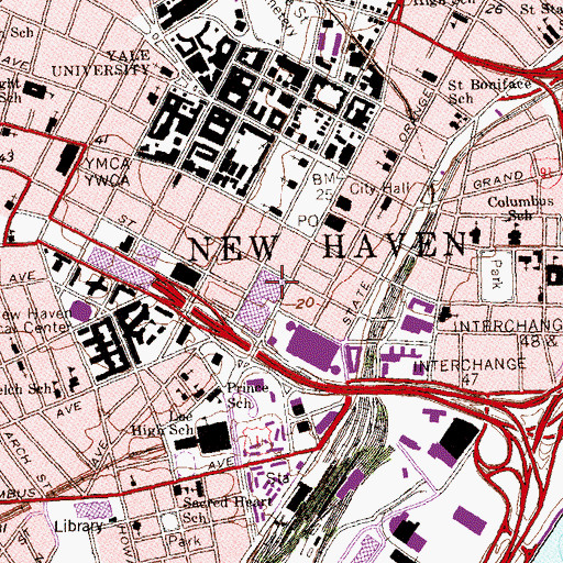 Topographic Map of Chapel Square Mall Shopping Center, CT