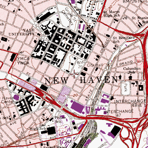 Topographic Map of Chapel Street Historic District, CT