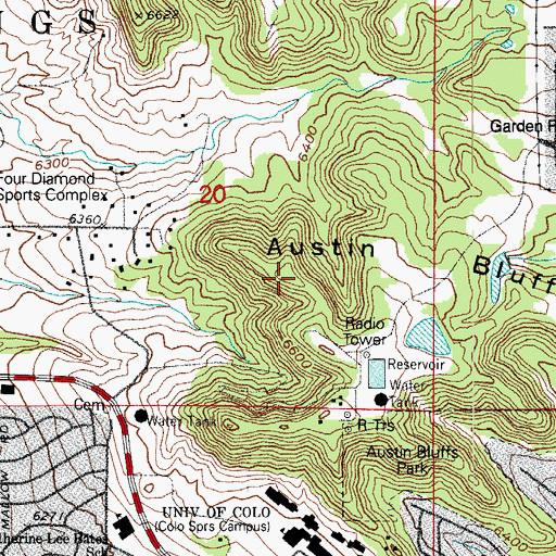 Topographic Map of Austin Bluffs, CO