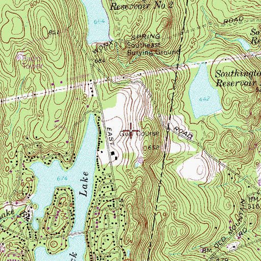 Topographic Map of Chase Country Club, CT
