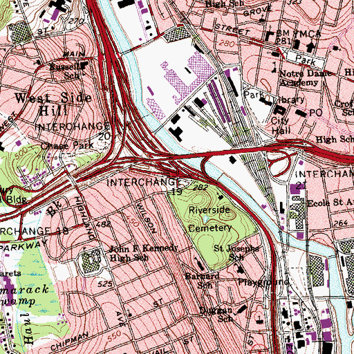 Topographic Map of Chase Park, CT