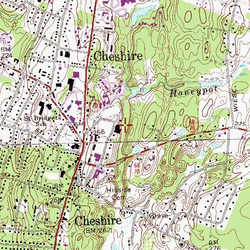 Topographic Map of Cheshire Academy, CT