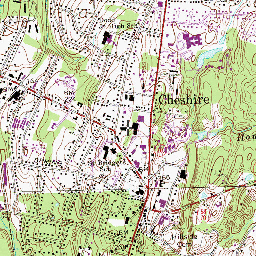 Topographic Map of Cheshire Post Office, CT
