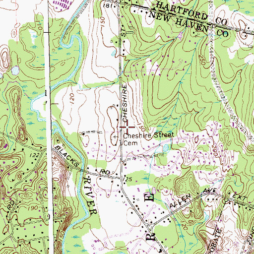 Topographic Map of Cheshire Street (historical), CT