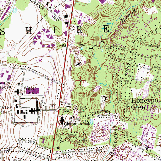 Topographic Map of Cheshire Town Park, CT