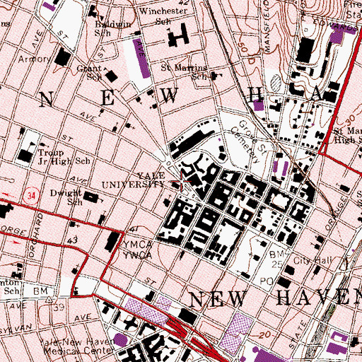 Topographic Map of Christ Church, CT