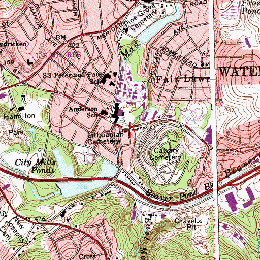 Topographic Map of Christ Episcopal Church, CT