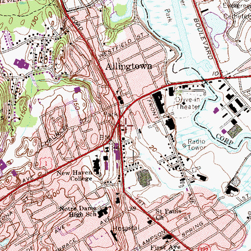 Topographic Map of Christian Fellowship Church of God, CT